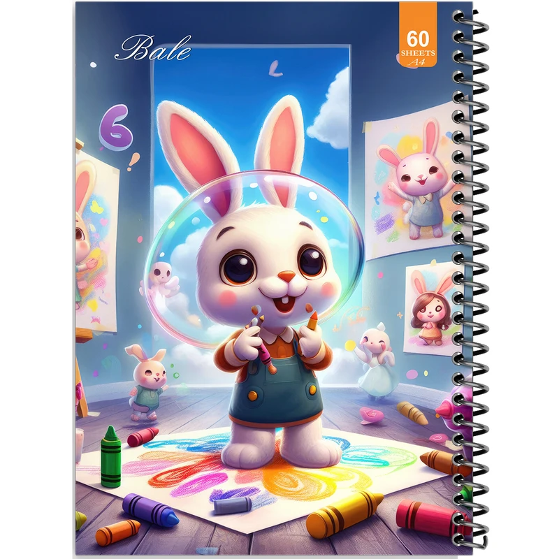 دفتر نقاشی 60 برگ انتشارات بله طرح فانتزی خرگوش نقاش کد A4-O121