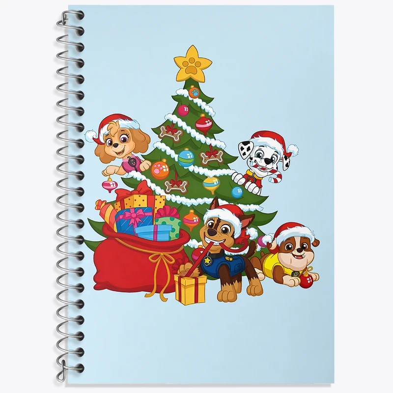 دفتر زبان 50 برگ خندالو مدل دو خط طرح سگ های نگهبان و کریسمس کد N5341