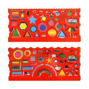 خط کش ۲۰ سانتی متری مدل شابلون دار بسته دو عددی