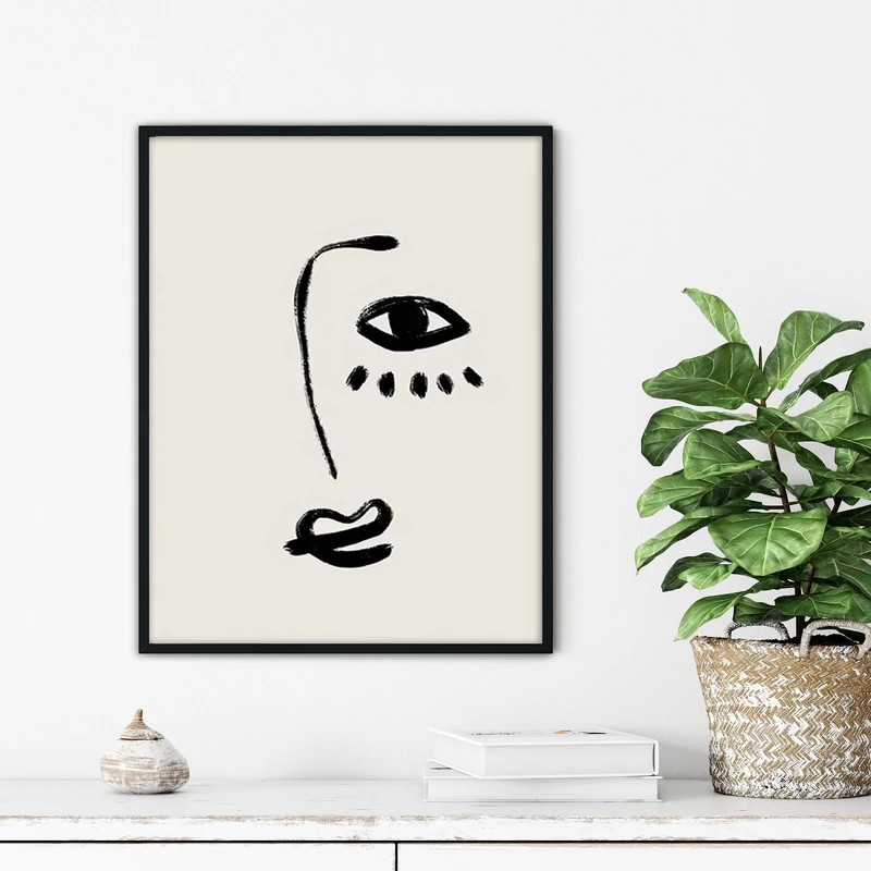 تابلو آتریسا طرح لاین آرت مدرن مدل ATFL37 فریم مشکی