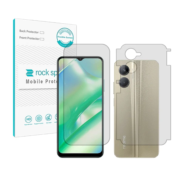 محافظ صفحه نمایش شفاف راک اسپیس مدل HyGEL مناسب برای گوشی موبایل ریلمی C33 به همراه محافظ پشت گوشی