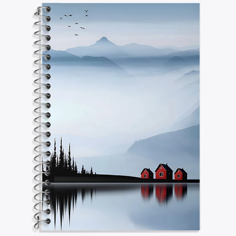 دفتر لغت 50 برگ خندالو طرح منظره ی دریاچه کد F8282