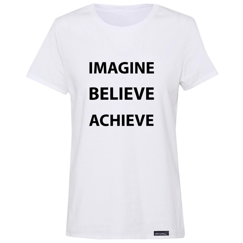 تی شرت آستین کوتاه زنانه 27 مدل Imagine Believe Achieve کد MH971