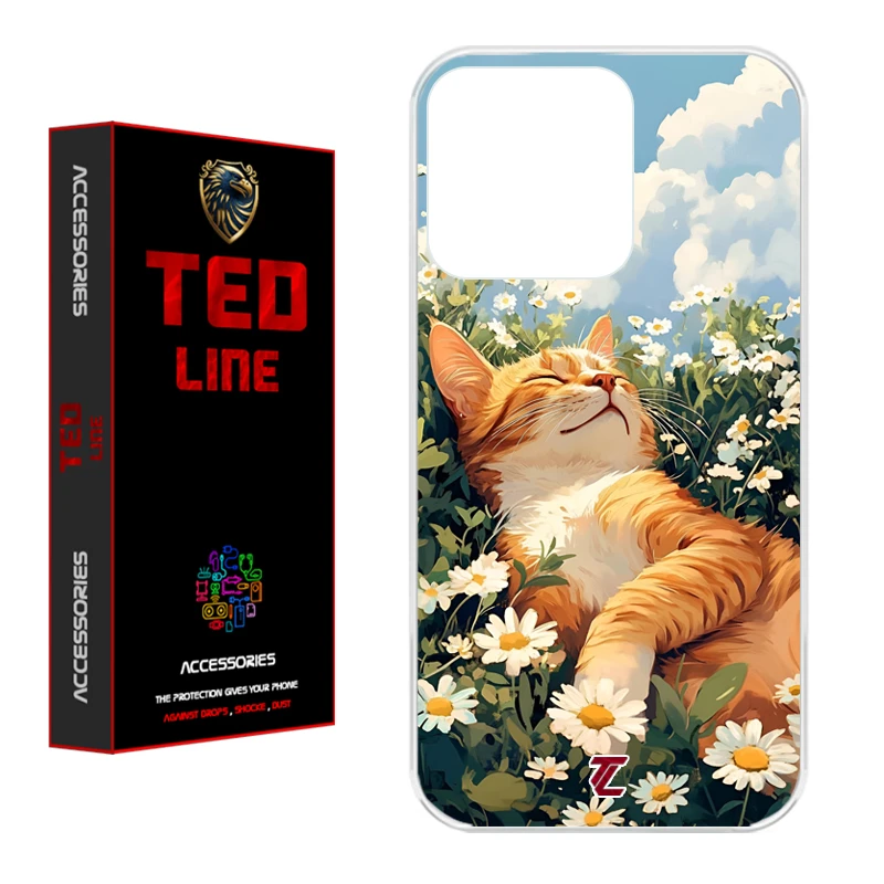 کاور تدلاین طرح گربه نارنجی کد 1140 مناسب برای گوشی موبایل اپل Iphone 16 Pro Max