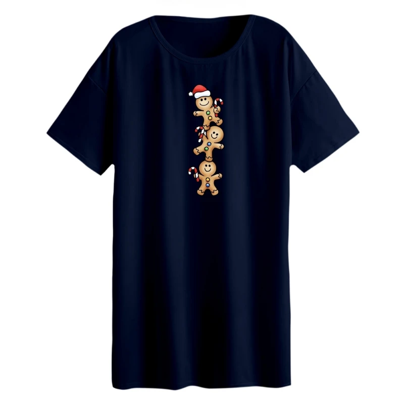 تی شرت لانگ زنانه مدل بیسکوییت کریسمس کد 03