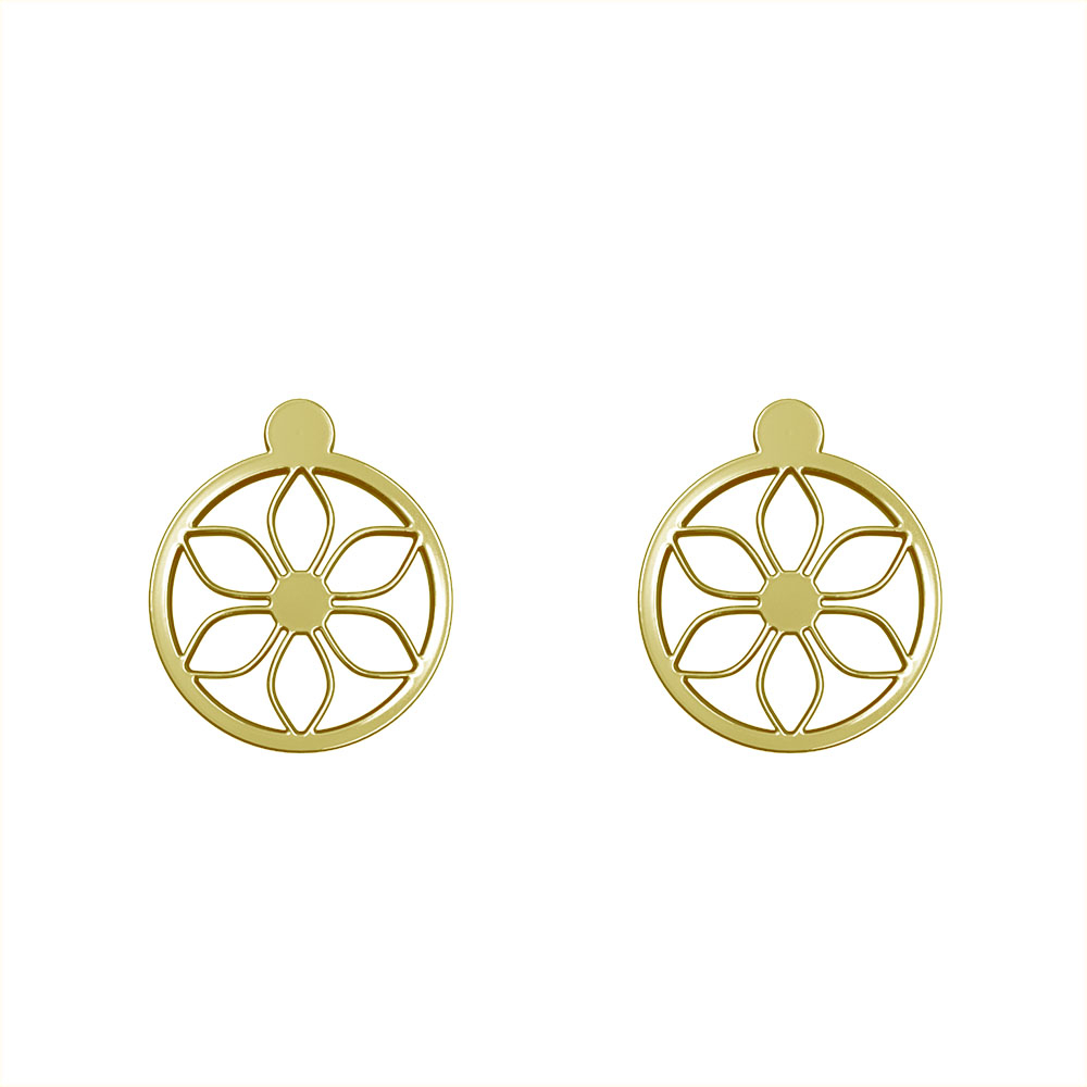 گوشواره طلا 18 عیار زنانه مدوپد مدل گل کد GA1-11005