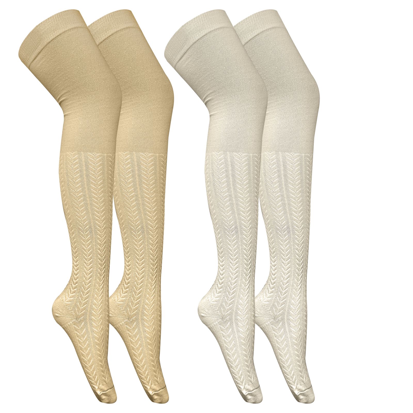 جوراب زنانه تن پوش هنگامه مدل بالا زانو برجسته KW بسته 2 عددی -  - 1