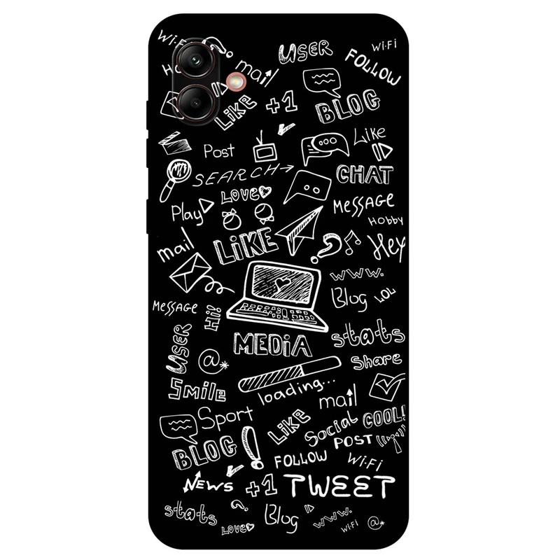 کاور مگافون طرح رسانه های اجتماعی مدل 1898 مناسب برای گوشی موبایل سامسونگ Galaxy A04 4G         