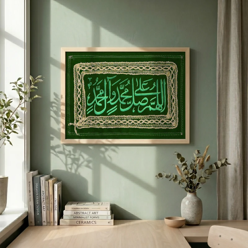 تابلو طرح کتیبه محرم مدل G15409 فریم کرم روشن