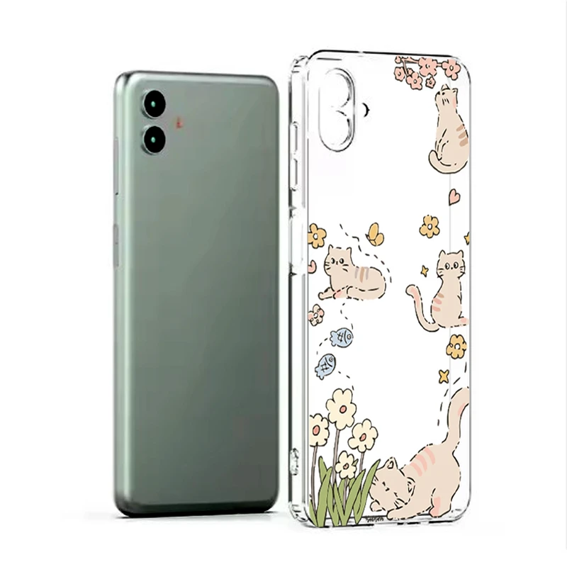 کاور  طرح Cat & Flowers مناسب برای گوشی موبایل سامسونگ Galaxy A06