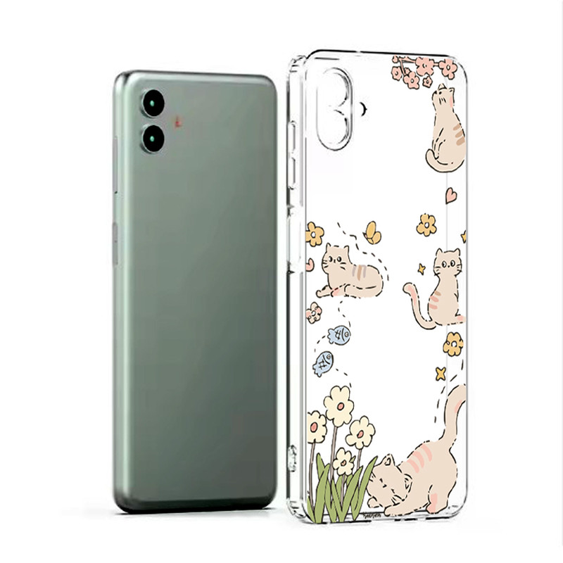 کاور  طرح Cat & Flowers مناسب برای گوشی موبایل سامسونگ Galaxy A06