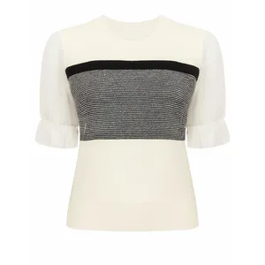 بلوز آستین سه ربع یقه گرد زنانه مدل d21