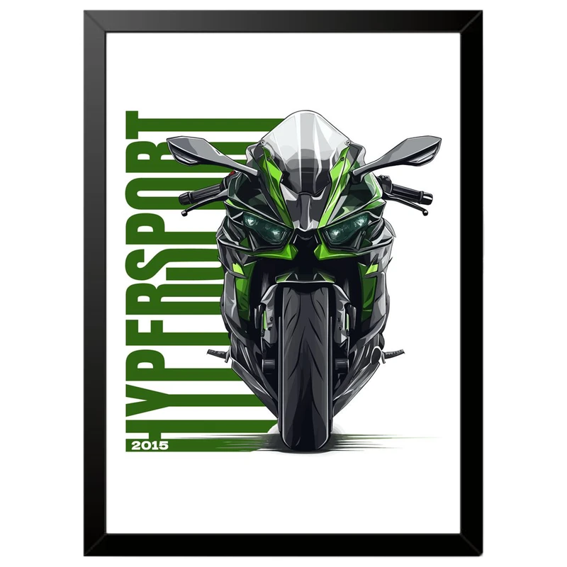 تابلو بکلیت طرح موتور سنگین نینجا کاوازاکی NINJA KAWASAKI H2R مدل b-po1678 فریم مشکی