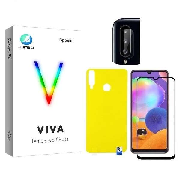 محافظ صفحه نمایش جانبو مدل FUL مناسب برای گوشی موبایل سامسونگ Galaxy A20s به همراه محافظ پشت گوشی و محافظ لنز دوربین