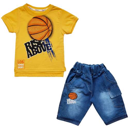 ست تی شرت و شلوارک پسرانه طرح توپ بسکتبال مدل LS 168