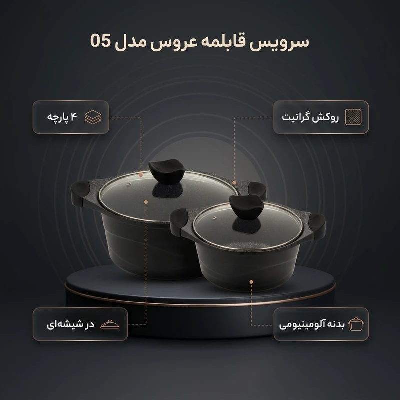 عکس شماره 2 : سرویس قابلمه گرانیتی 4 پارچه عروس مدل 05