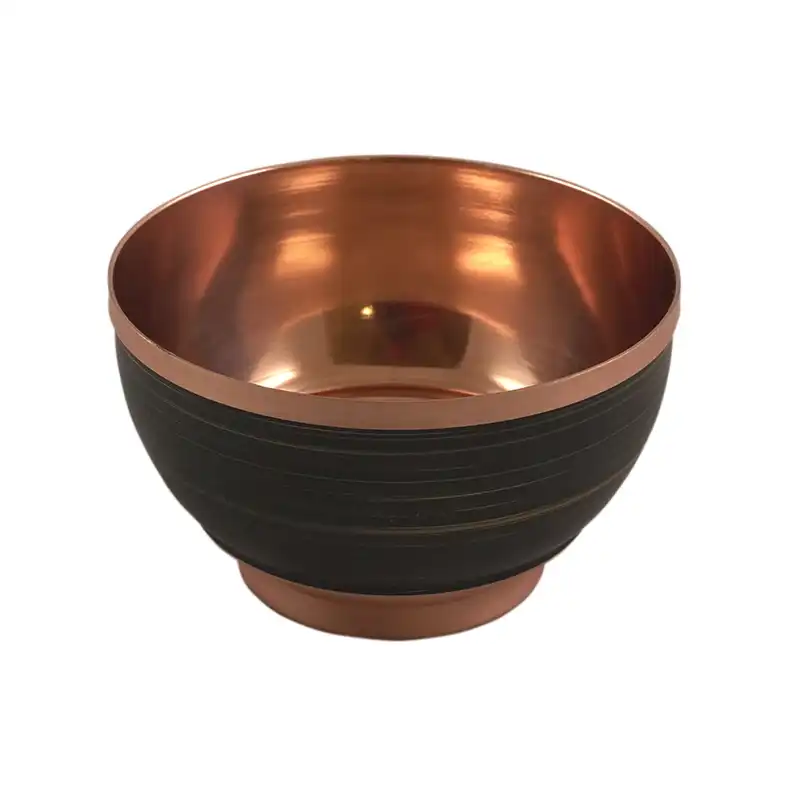 کاسه مسی مدل پایه دار طرح خط‌دار کد 75