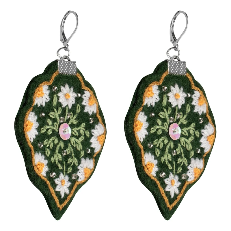 گوشواره دست دوز زنانه بومی مدل سوزن دوزی کد 58