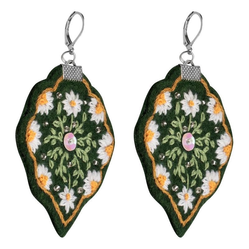 گوشواره دست دوز زنانه بومی مدل سوزن دوزی کد 58