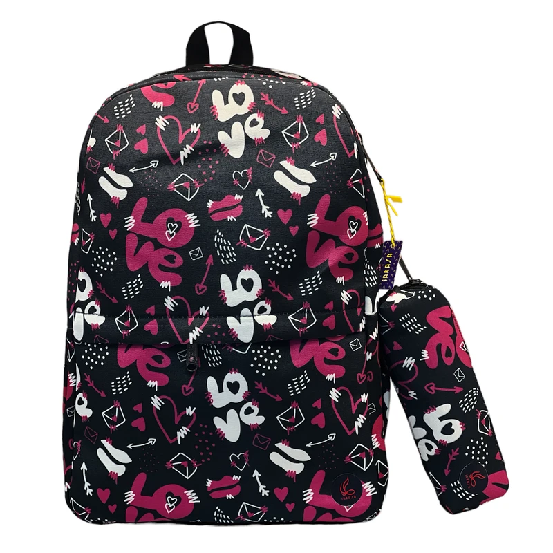 کوله پشتی ساراسا طرح قلب مدل Love 01 به همراه جامدادی