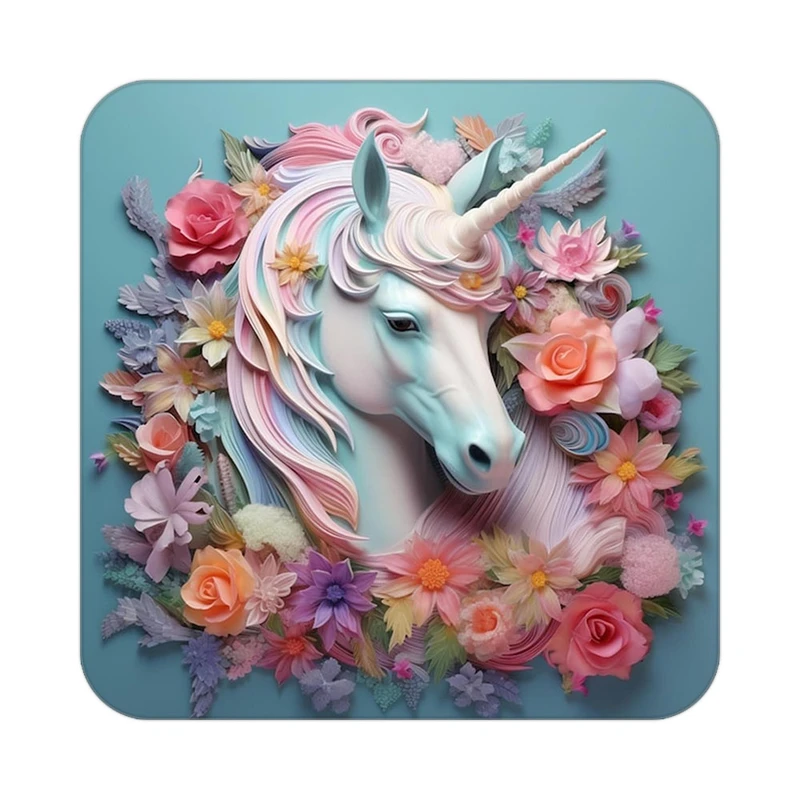 زیر لیوانی کاکتی طرح اسب تک شاخ و یونیکورن مدل mp32250