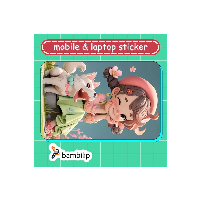 استیکر بامبیلیپ مدل کارت عابر طرح دختر چشم زن و سگ سفید کد 7041812