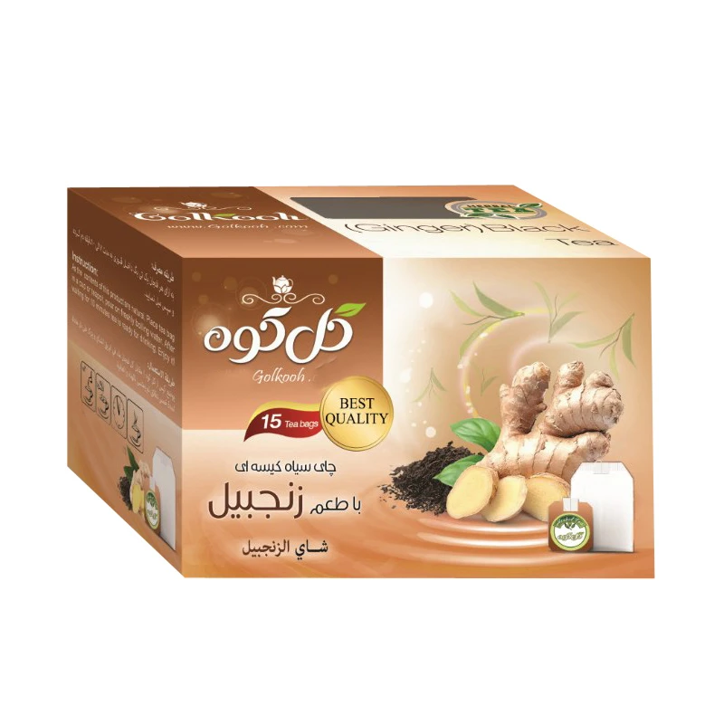 چای سیاه کیسه ای با طعم زنجبیل گلکوه بسته 15 عددی 