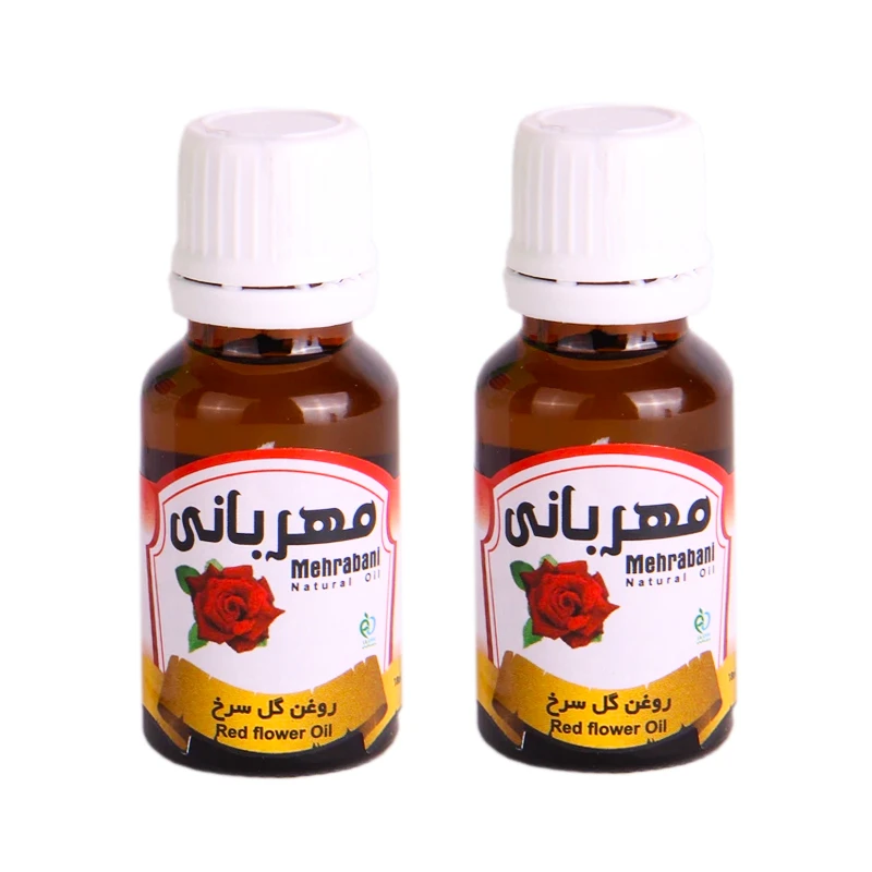 روغن بدن مهربانی مدل گل سرخ کد 2-RBM-GO مناسب انواع پوست حجم 18 میلی لیتر بسته 2 عددی