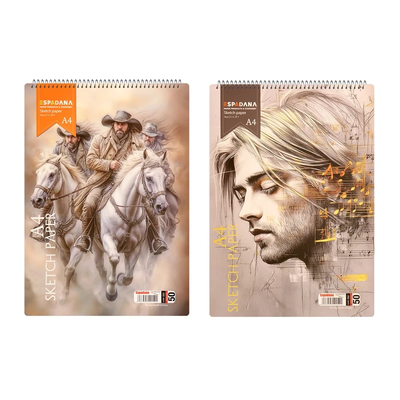 دفتر طراحی 50 برگ سیمی اسپادانا مدل عمودی کد 592N48 مجموعه 2 عددی