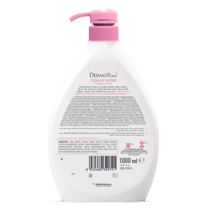 صابون مایع درمومد مدل هلو و گل یاسمن حجم 1000 میلی لیتر