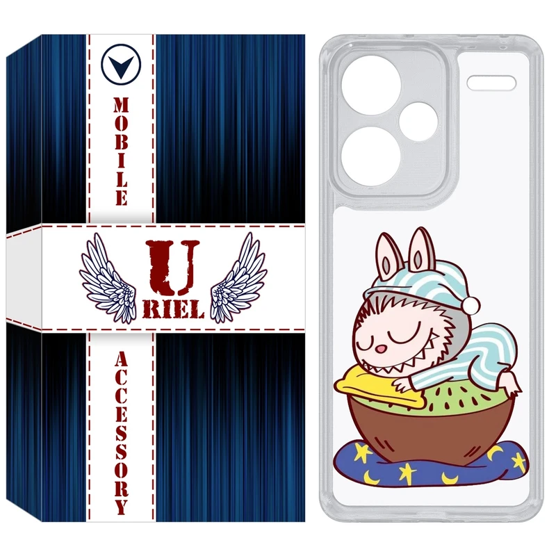 کاور یوریل قاب مدل Clear کد 127 طرح لبوبو Labubu مناسب برای گوشی موبایل شیائومی Redmi Note 13 Pro Plus