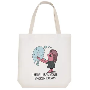 ساک خرید پارچه ای خندالو طرح Help Heal Your Broken Dream مدل توت بگ کد 6964