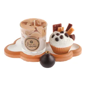 ست 4 تکه جاشمعی بتنی مدل کاپ کیک و آیس