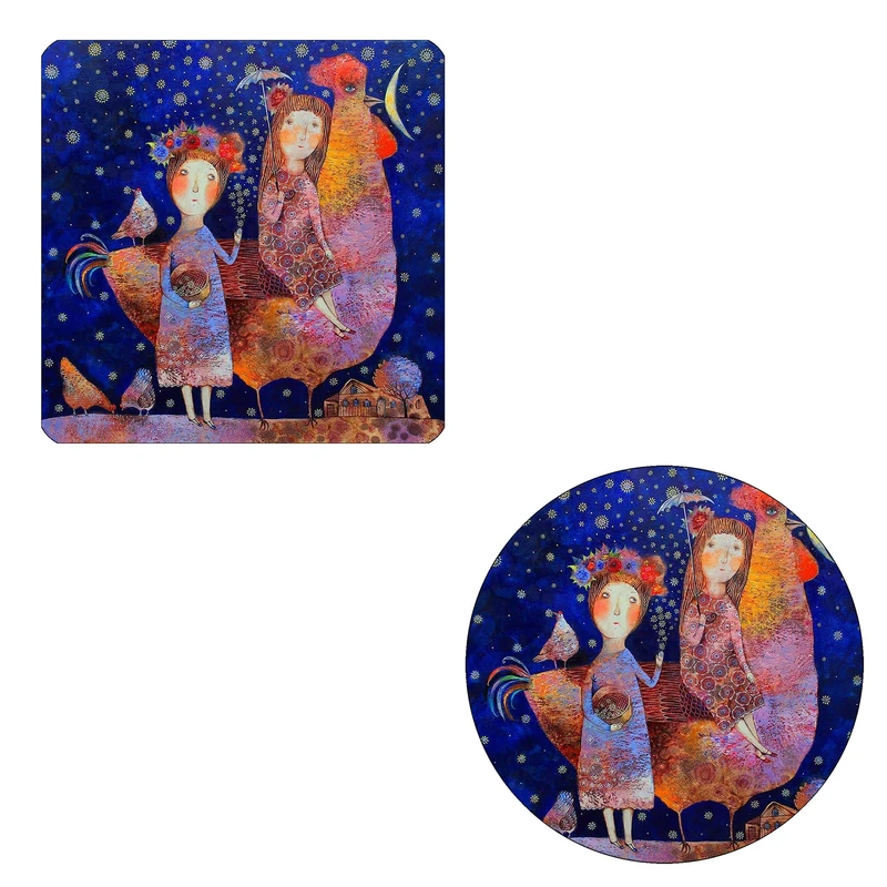 مگنت طرح دختران و خروس کد M1 به همراه زیر لیوانی