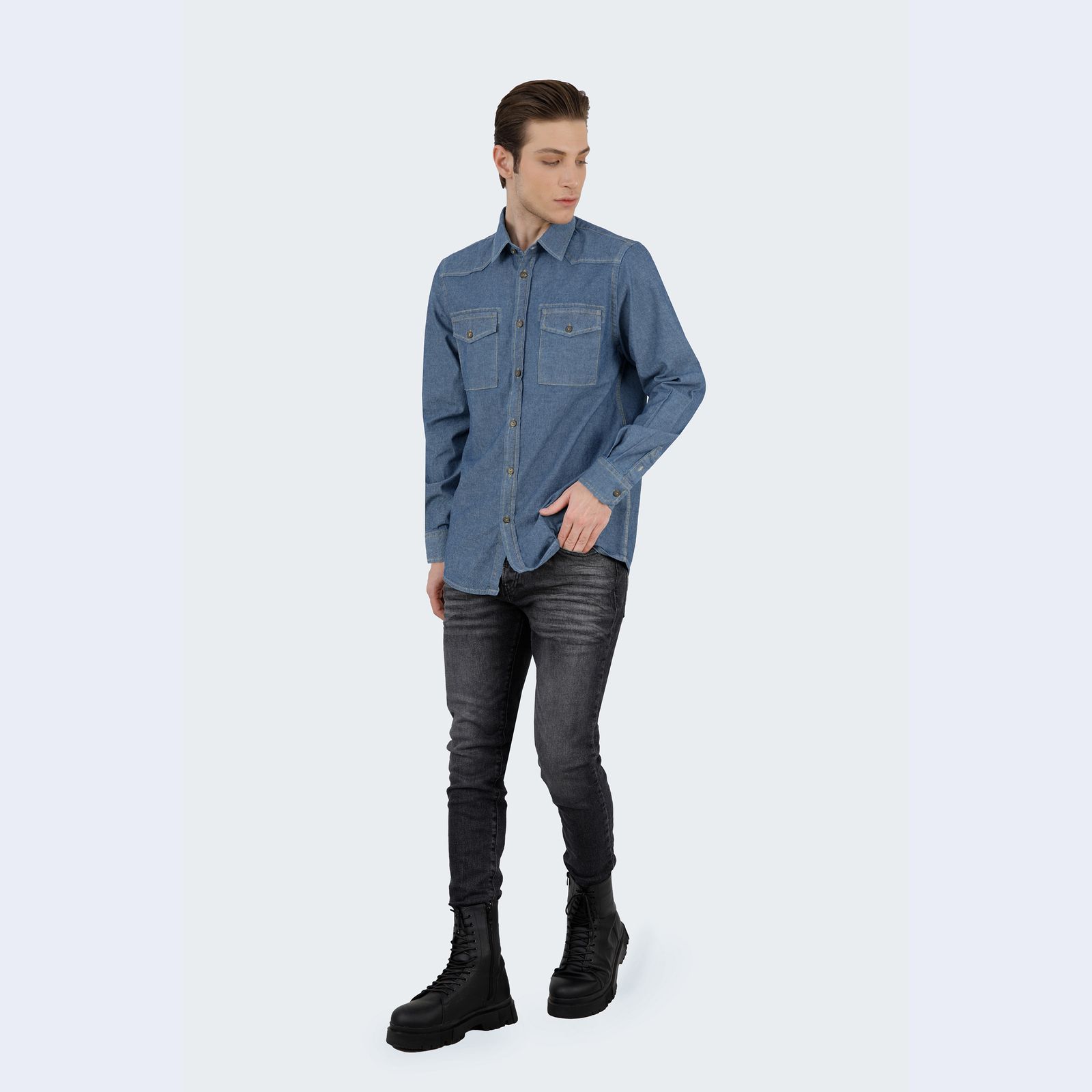پیراهن آستین بلند مردانه پاتن جامه مدل جین 102121020260098 -  - 3