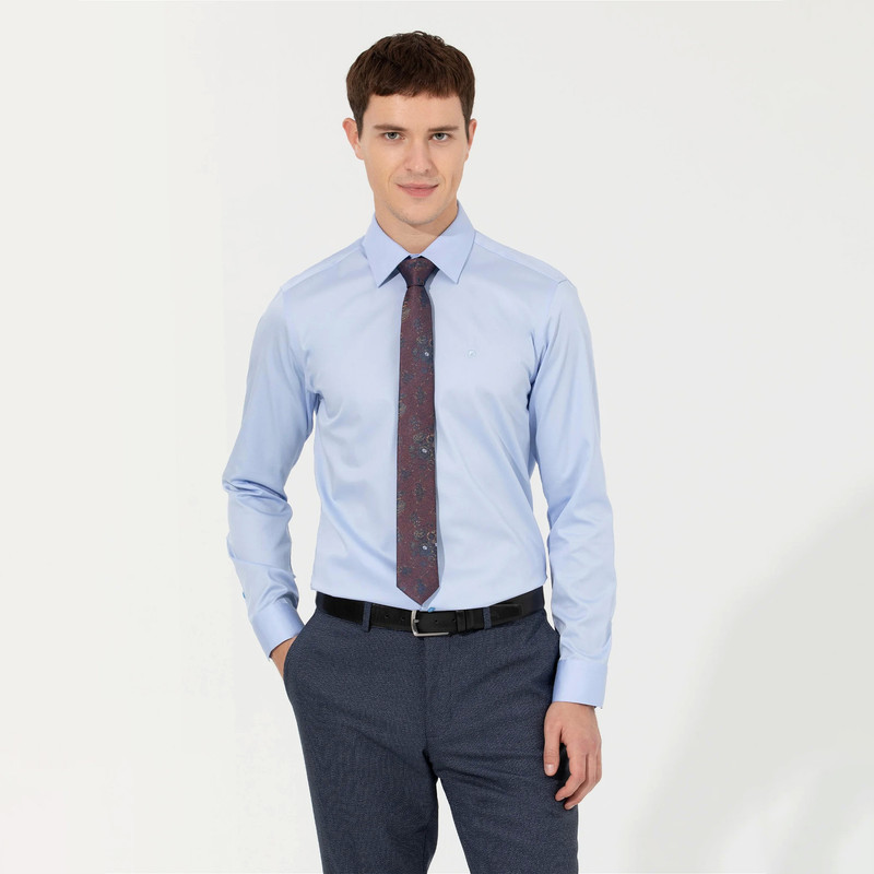 پیراهن آستین بلند مردانه پیر کاردین مدل Dark Blue Slim Fit Basic کد BO10707