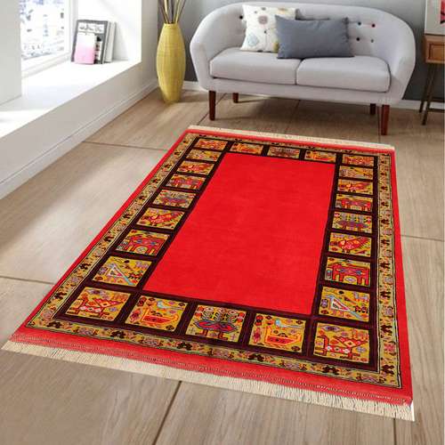 فرش دستبافت یک و نیم متری طرح زمینه ساده کد AA477