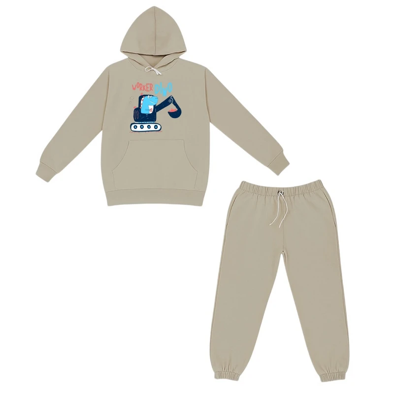 ست هودی و شلوار راحتی بچگانه مدل دایناسور و ماشین 
