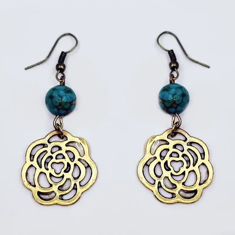 گوشواره زنانه مدل فیروزه مدل گل