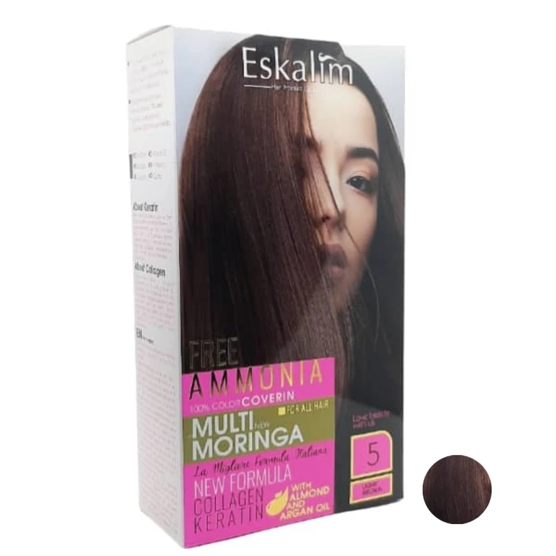 کیت رنگ مو اسکالیم سری collagen keratin شماره 5 حجم 100 میلی لیتر رنگ قهوه ای روشن