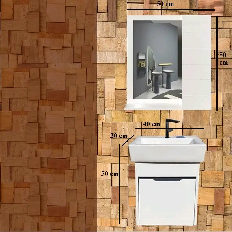 ست کابینت و روشویی مدل آیلا 40 به همراه آینه باکس