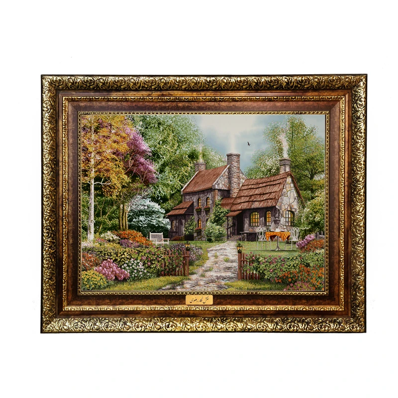 تابلو فرش ماشینی نقش نگار رضوی طرح منظره کد 1865H