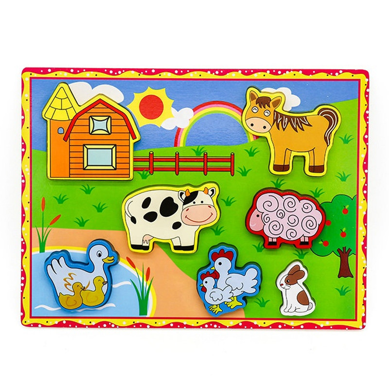 پازل آموزشی مدل یک تکه طرح حیوانات اهلی