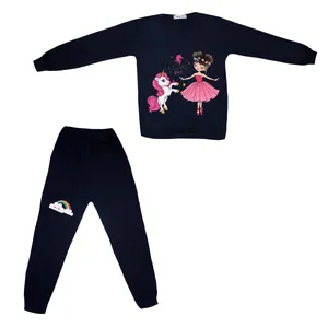 ست تی شرت آستین بلند
و شلوار دخترانه مدل یونیکورن