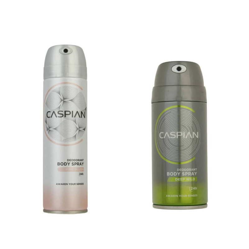 اسپری خوشبو کننده بدن کاسپین مدل 009999 حجم 300 میلی لیتر مجموعه 2 عددی