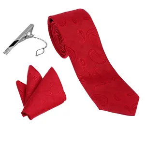 ست کراوات و دستمال جیب و گیره کراوات مردانه مدل NEW کد 7
