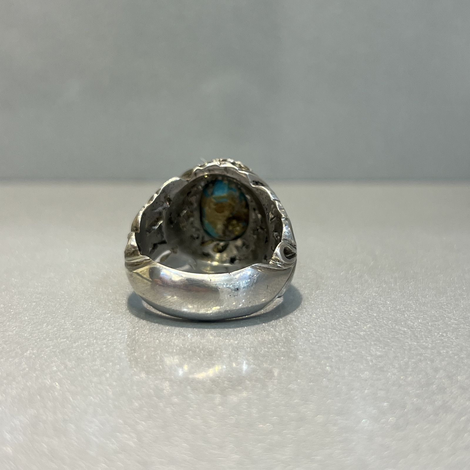 انگشتر نقره مردانه مدل اسپرت با نگین فیروزه نیشابوری 317 -  - 6