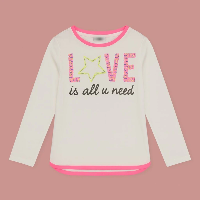 تی‌شرت آستین بلند دخترانه او وی اس مدل love