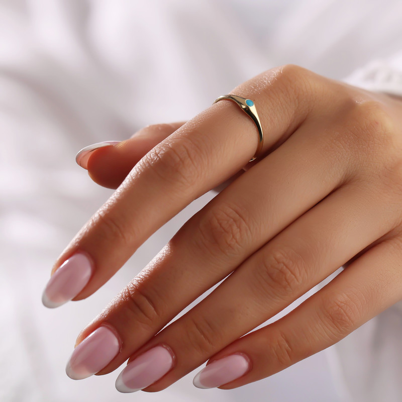 انگشتر طلا 18 عیار زنانه درریس مدل فیروزه نشان کد rt7174 سایز 56