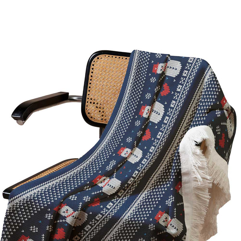 شال مبل طرح آدم برفی کد Q2SH1058 سایز 98x180 سانتی متر